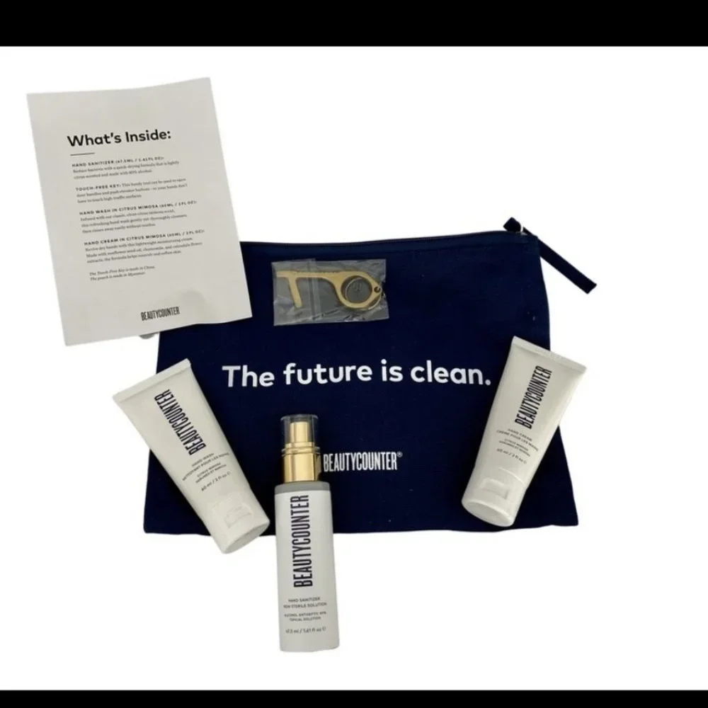 Beautycounter "The Clean Kit" 5 Piece Set New Cosmetic Bag Sanitizer Hand Wash - Picture 4 of 4